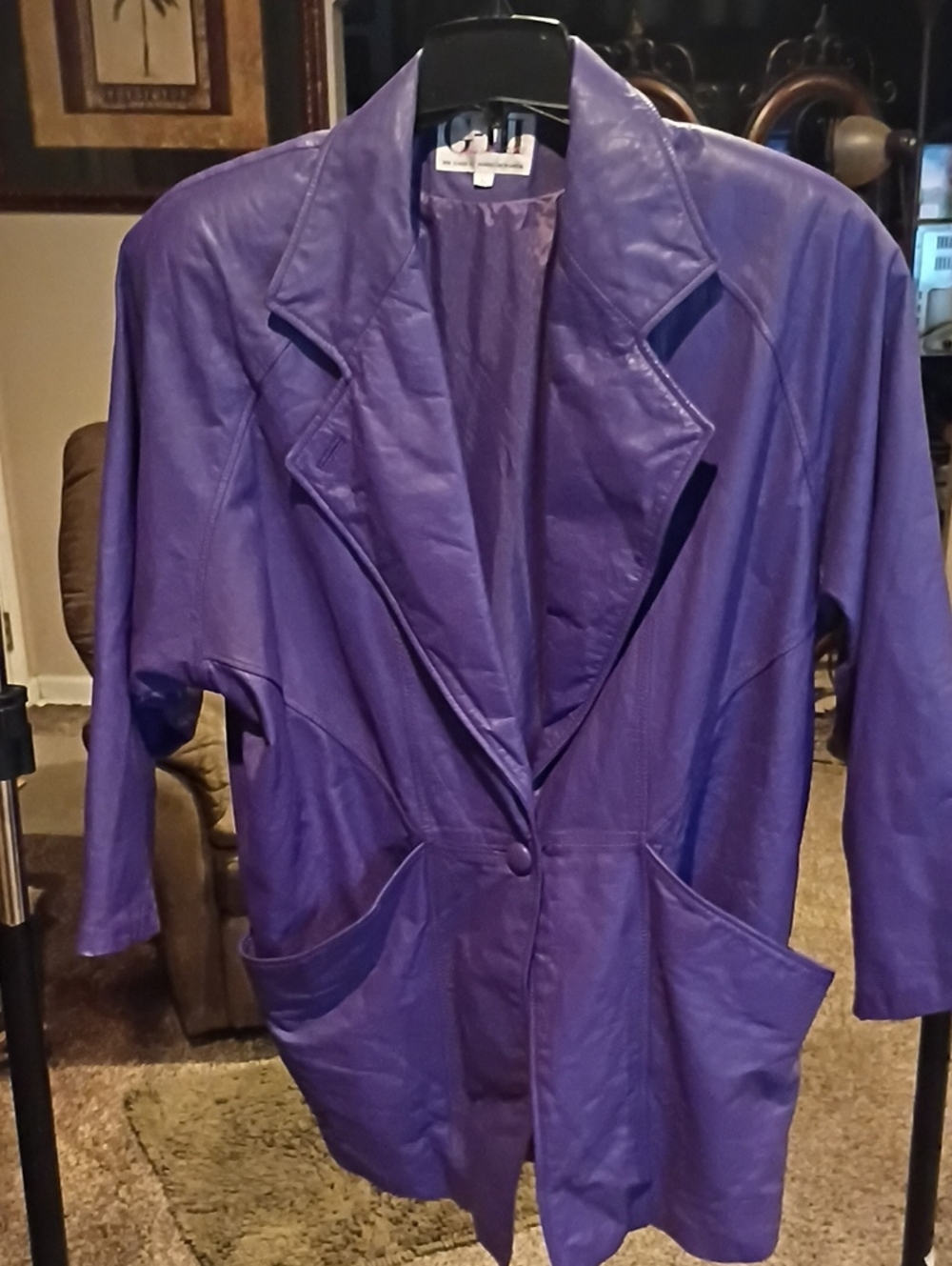 G-III Purple Leather Jacket  with Saggy Pockets
